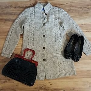 Vintage 80s Le Roy Long  Eclectic Grandpa Nordic   Preppy Sweater Mohair Blend M